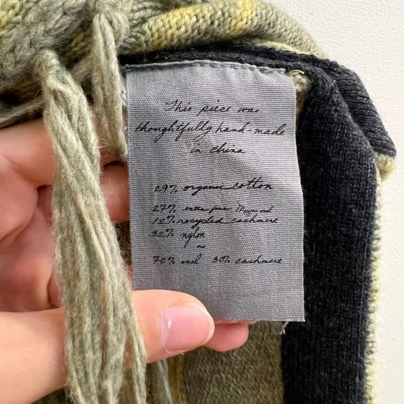 Raquel Allegra Wool Cashmere Knit Blend Fringe Bohemian Pullover Poncho Sweater - Picture 10 of 13